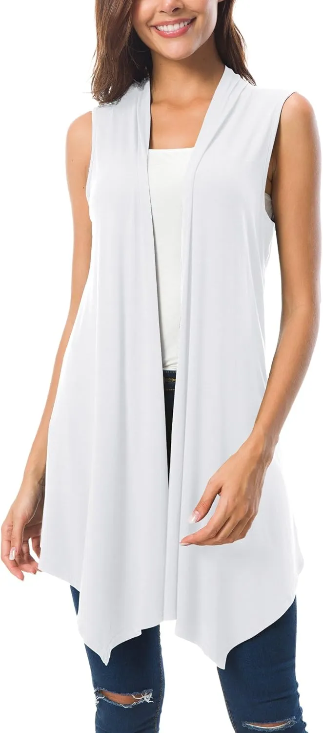 Urban CoCo Women's Sleeveless Cardigan Summer Open Front Vest Lightweight Cool Coat