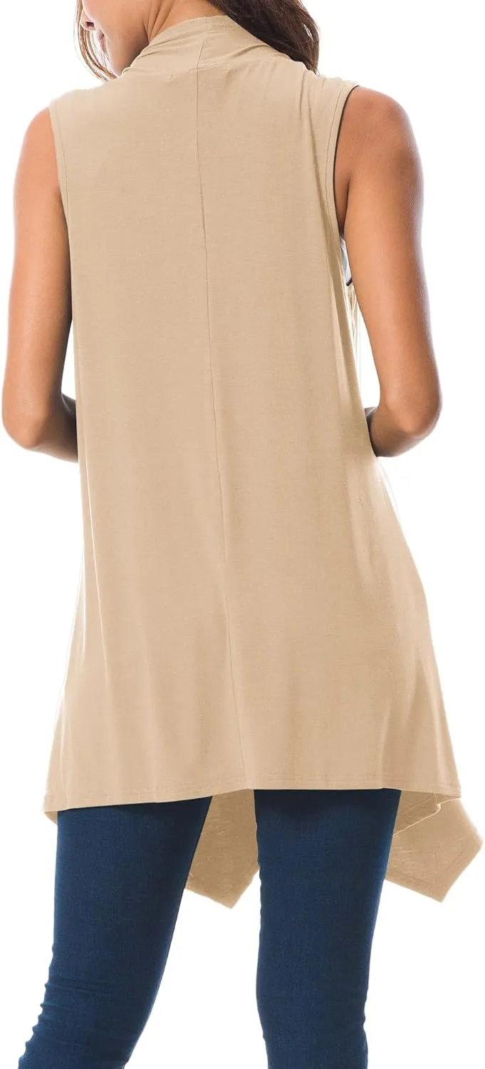 Urban CoCo Women's Sleeveless Cardigan Summer Open Front Vest Lightweight Cool Coat
