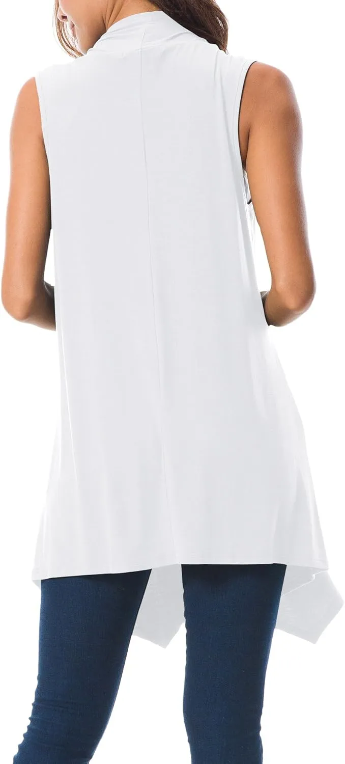 Urban CoCo Women's Sleeveless Cardigan Summer Open Front Vest Lightweight Cool Coat