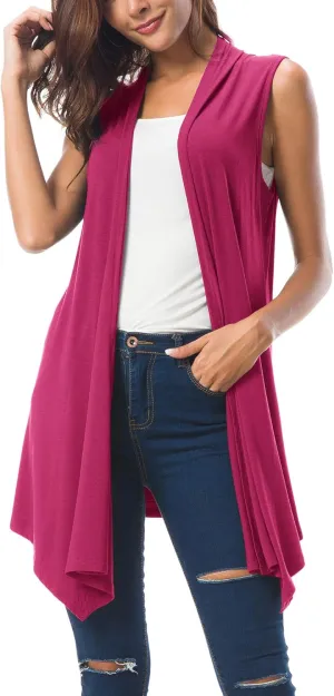 Urban CoCo Women's Sleeveless Cardigan Summer Open Front Vest Lightweight Cool Coat