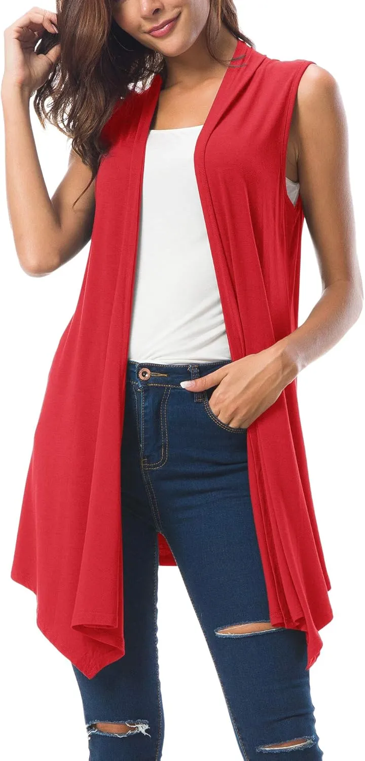 Urban CoCo Women's Sleeveless Cardigan Summer Open Front Vest Lightweight Cool Coat