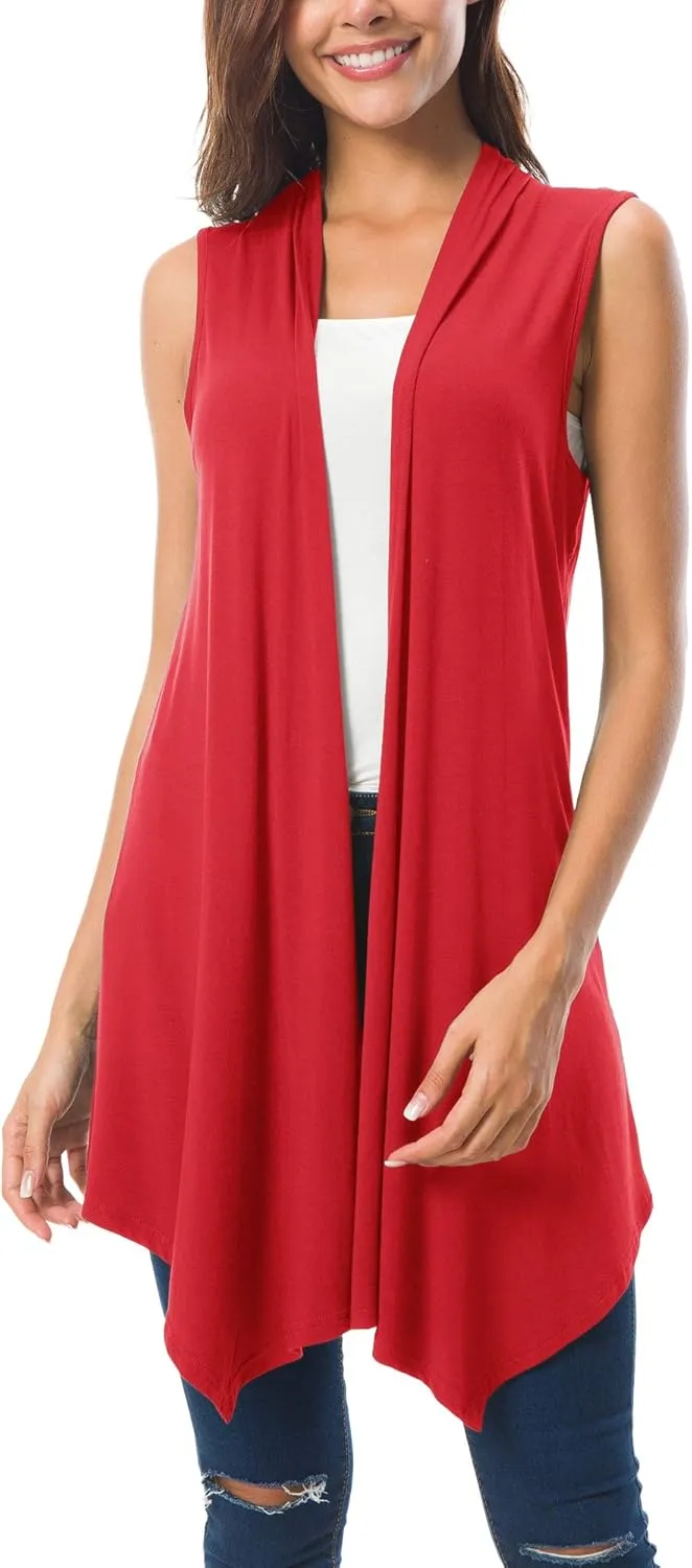 Urban CoCo Women's Sleeveless Cardigan Summer Open Front Vest Lightweight Cool Coat