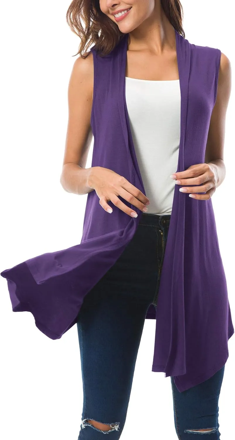 Urban CoCo Women's Sleeveless Cardigan Summer Open Front Vest Lightweight Cool Coat