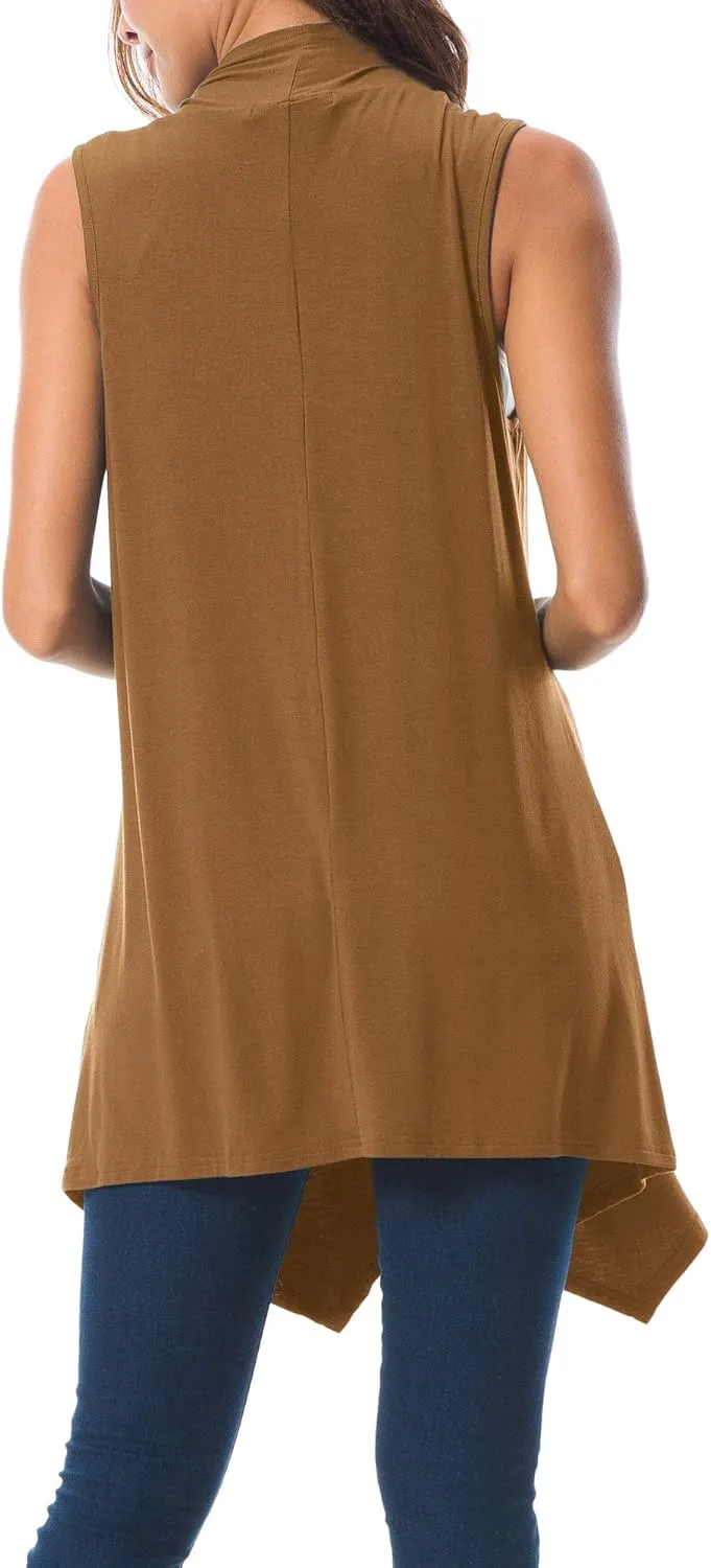 Urban CoCo Women's Sleeveless Cardigan Summer Open Front Vest Lightweight Cool Coat