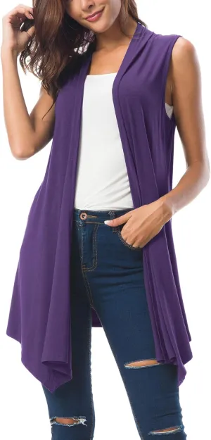 Urban CoCo Women's Sleeveless Cardigan Summer Open Front Vest Lightweight Cool Coat