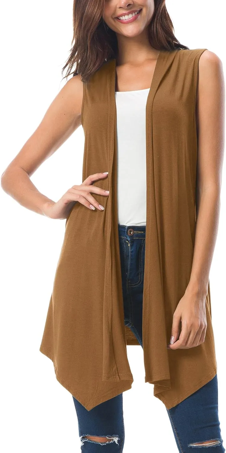 Urban CoCo Women's Sleeveless Cardigan Summer Open Front Vest Lightweight Cool Coat