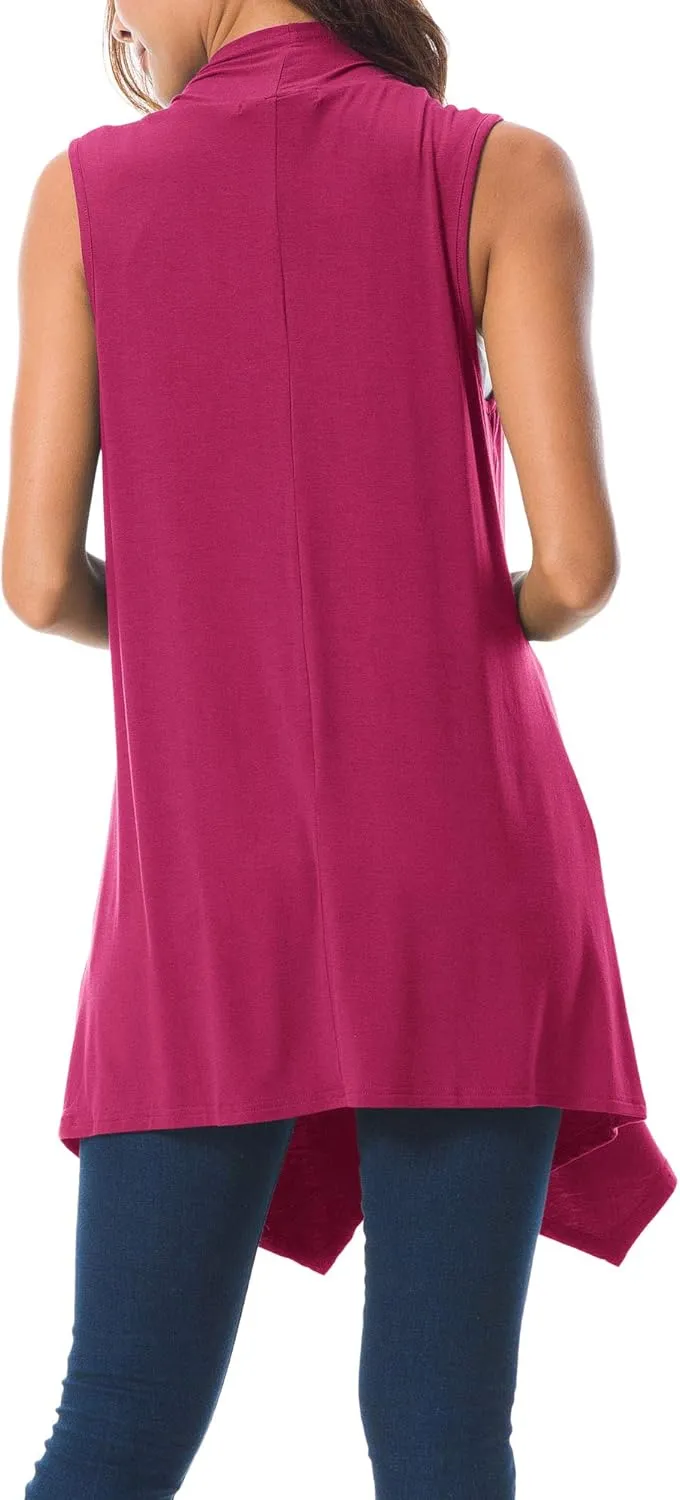 Urban CoCo Women's Sleeveless Cardigan Summer Open Front Vest Lightweight Cool Coat