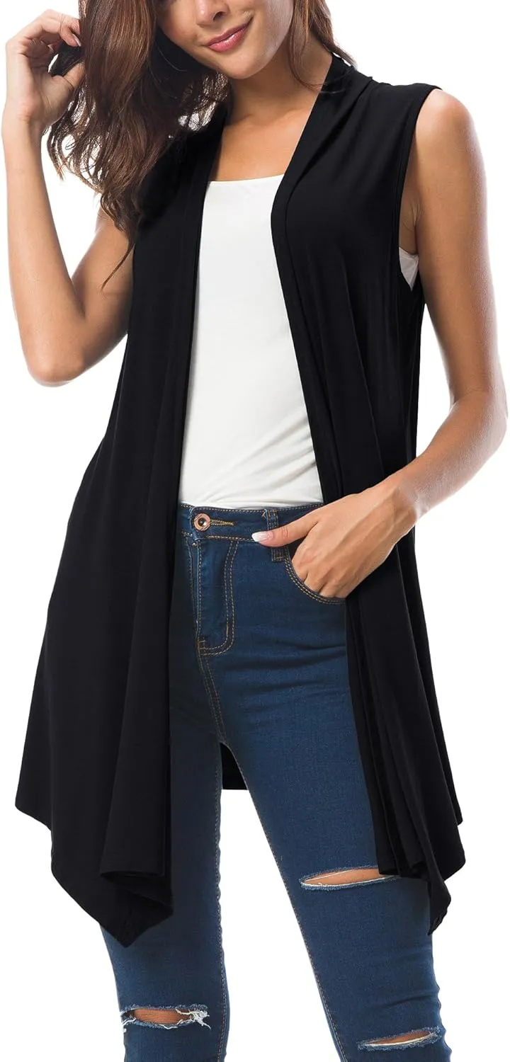 Urban CoCo Women's Sleeveless Cardigan Summer Open Front Vest Lightweight Cool Coat