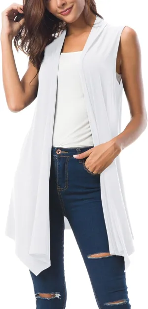 Urban CoCo Women's Sleeveless Cardigan Summer Open Front Vest Lightweight Cool Coat