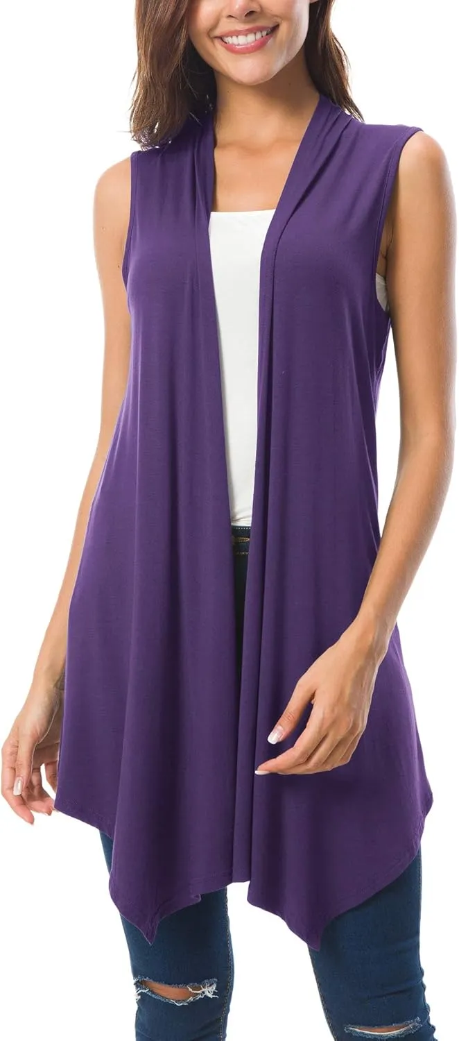 Urban CoCo Women's Sleeveless Cardigan Summer Open Front Vest Lightweight Cool Coat