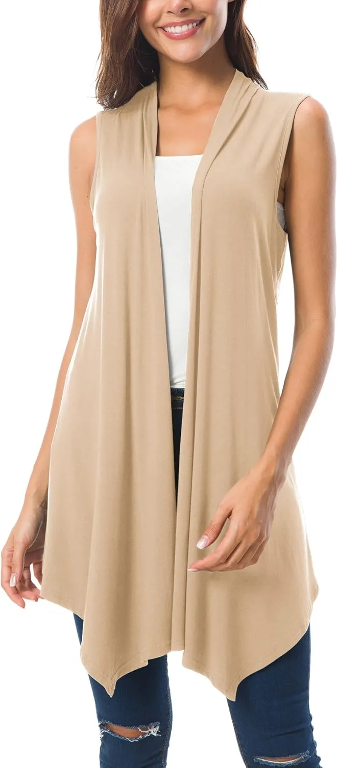 Urban CoCo Women's Sleeveless Cardigan Summer Open Front Vest Lightweight Cool Coat