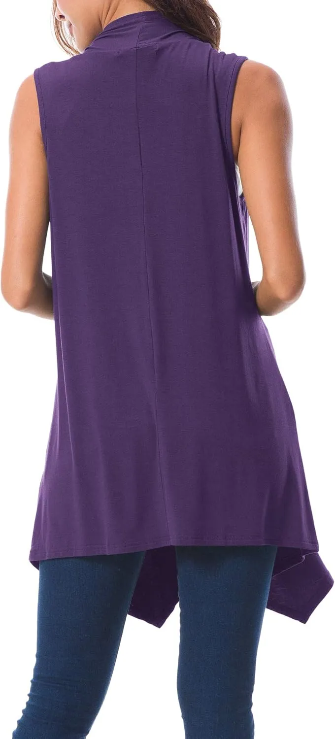 Urban CoCo Women's Sleeveless Cardigan Summer Open Front Vest Lightweight Cool Coat