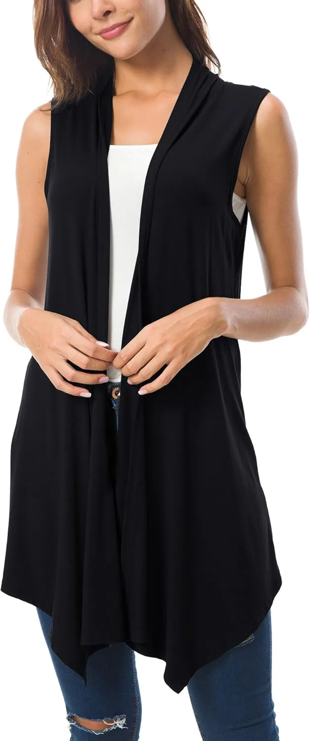 Urban CoCo Women's Sleeveless Cardigan Summer Open Front Vest Lightweight Cool Coat