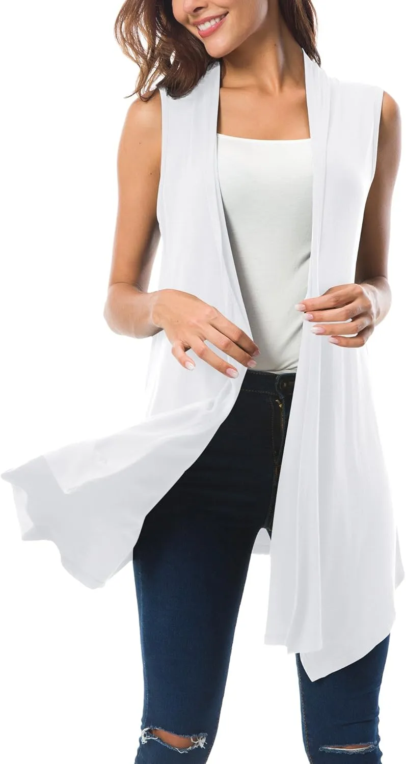 Urban CoCo Women's Sleeveless Cardigan Summer Open Front Vest Lightweight Cool Coat