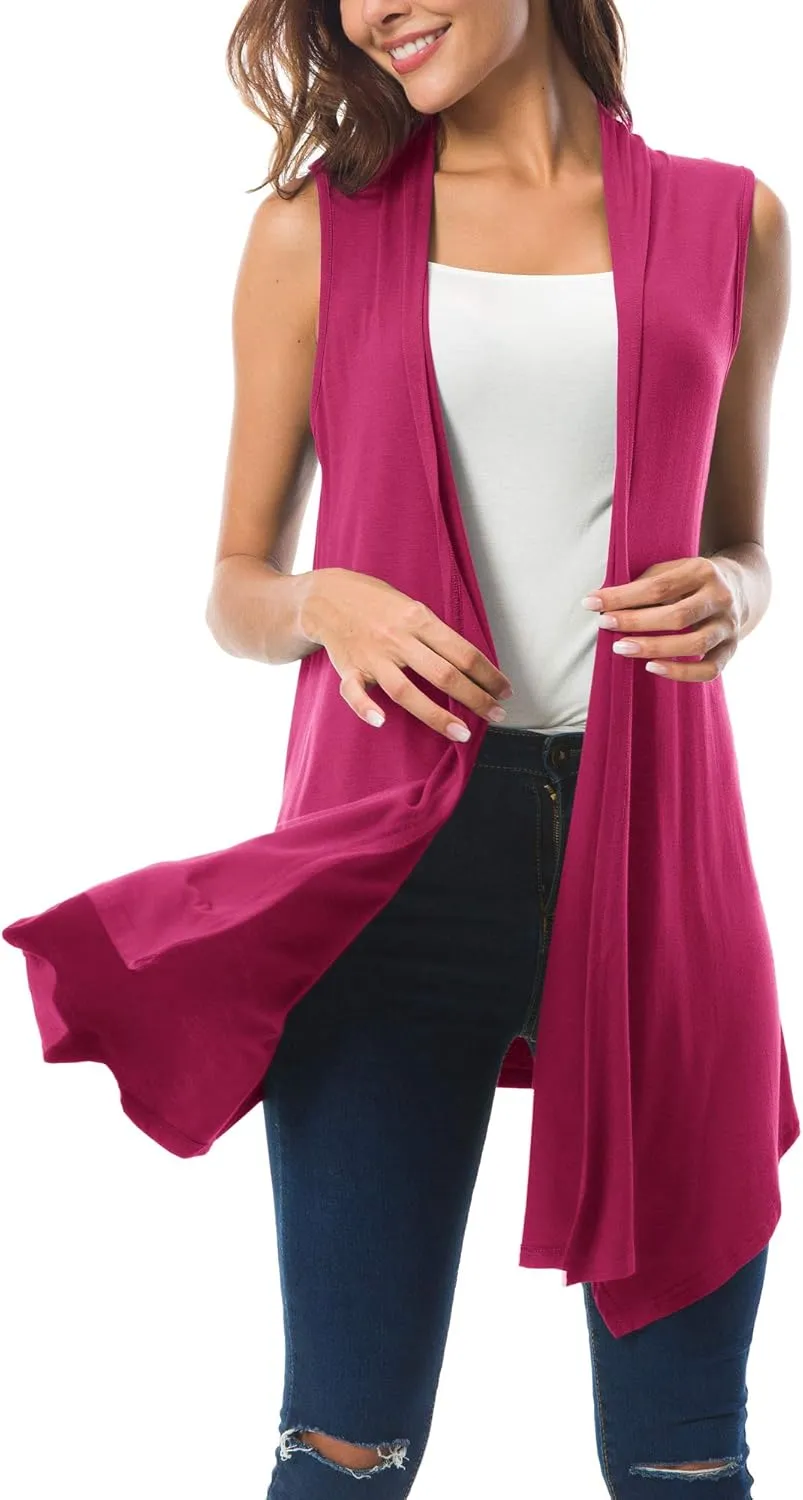 Urban CoCo Women's Sleeveless Cardigan Summer Open Front Vest Lightweight Cool Coat