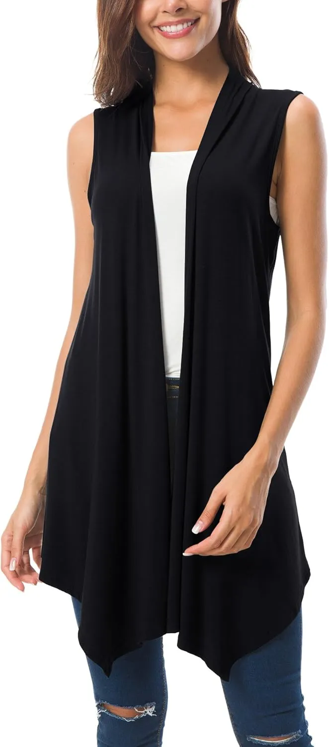 Urban CoCo Women's Sleeveless Cardigan Summer Open Front Vest Lightweight Cool Coat