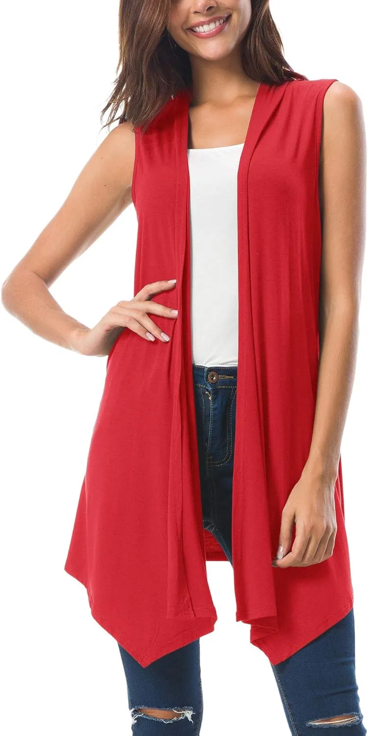 Urban CoCo Women's Sleeveless Cardigan Summer Open Front Vest Lightweight Cool Coat