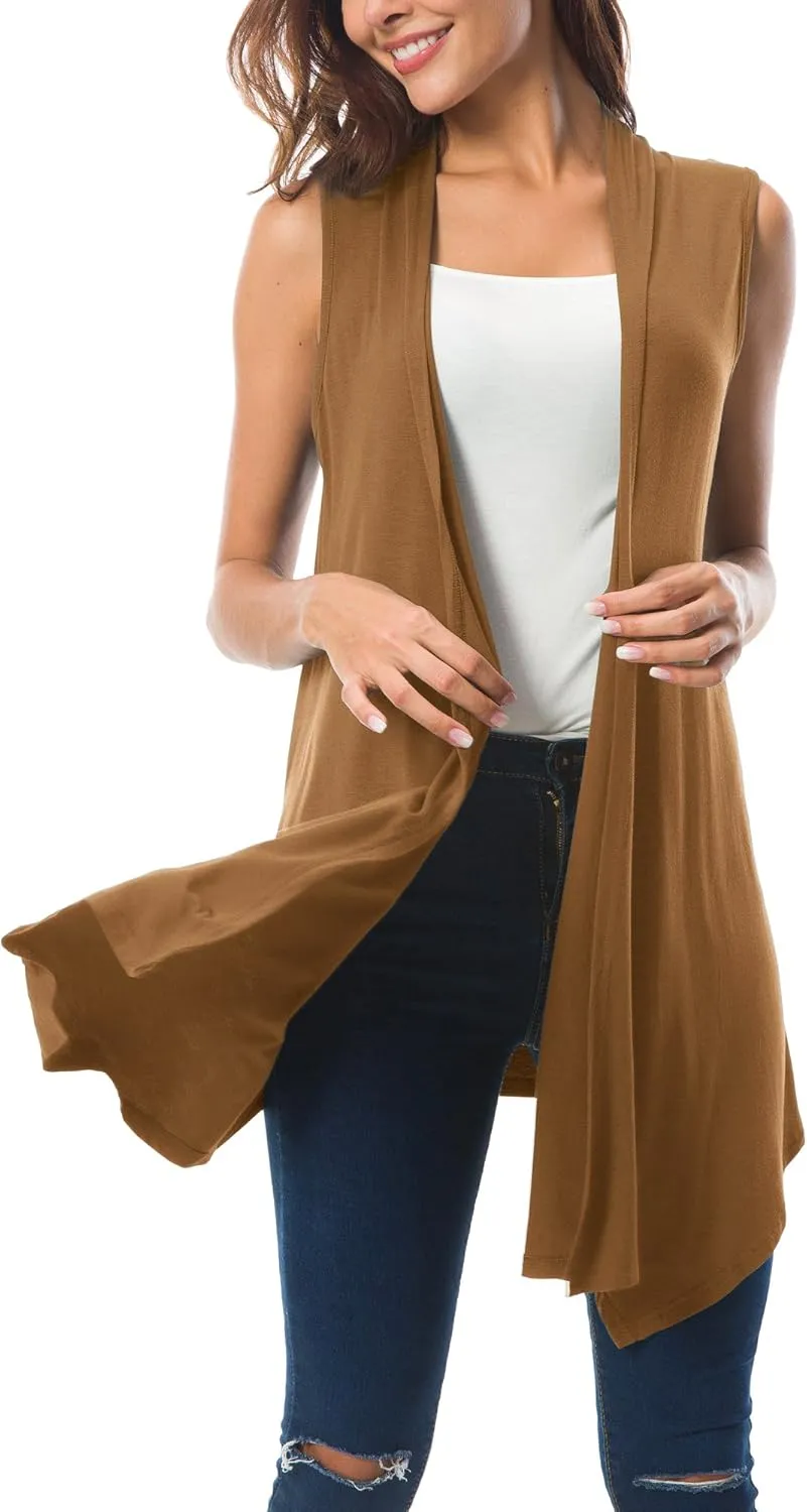 Urban CoCo Women's Sleeveless Cardigan Summer Open Front Vest Lightweight Cool Coat