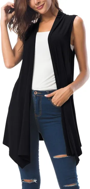 Urban CoCo Women's Sleeveless Cardigan Summer Open Front Vest Lightweight Cool Coat