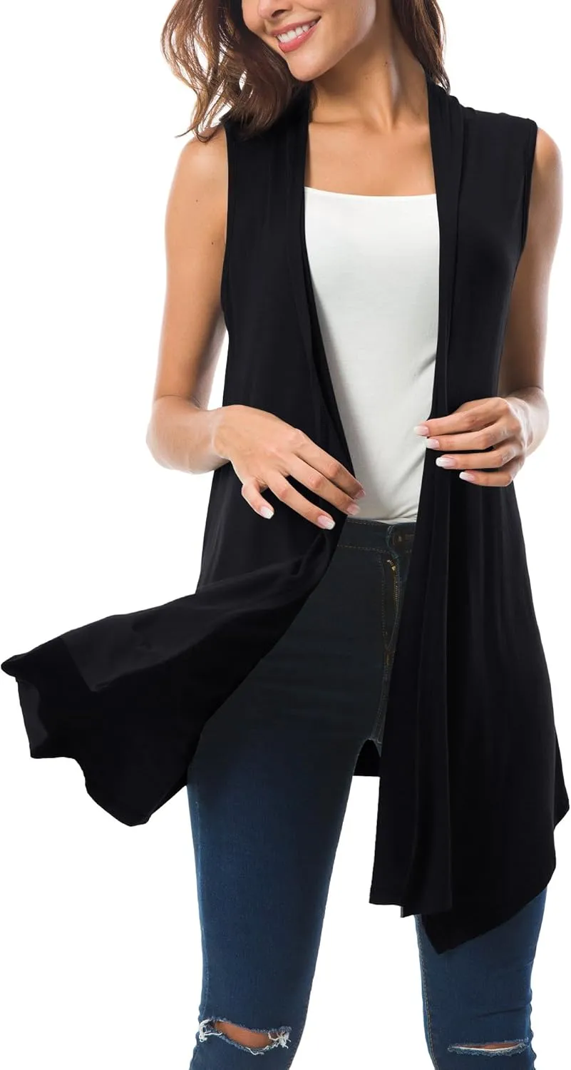 Urban CoCo Women's Sleeveless Cardigan Summer Open Front Vest Lightweight Cool Coat