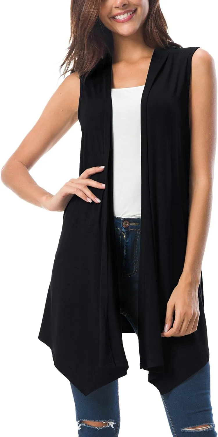 Urban CoCo Women's Sleeveless Cardigan Summer Open Front Vest Lightweight Cool Coat