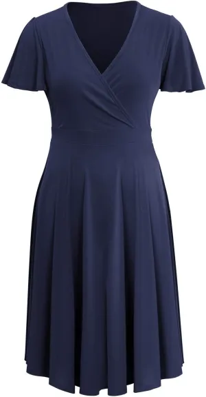 URBAN K Women's Plus Size Caftan Flutter Sleeve Midi Cocktail Dress