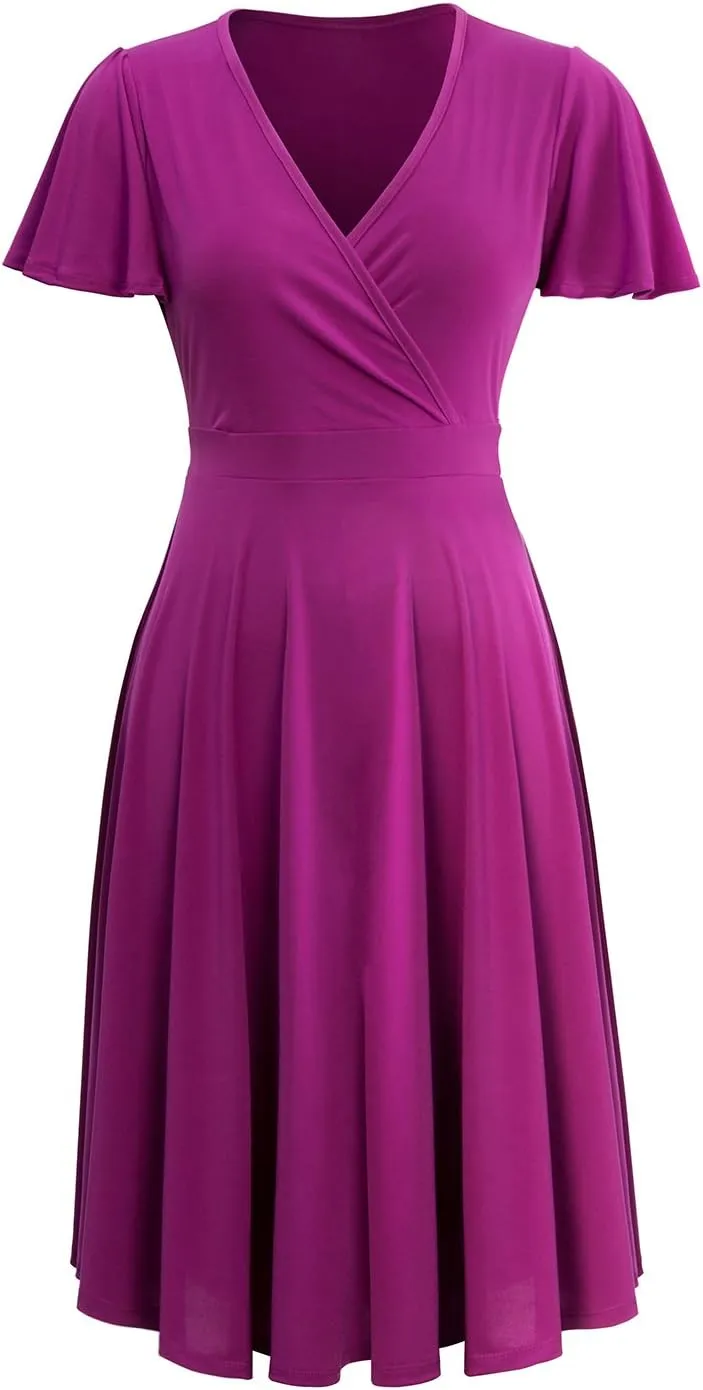 URBAN K Women's Plus Size Caftan Flutter Sleeve Midi Cocktail Dress