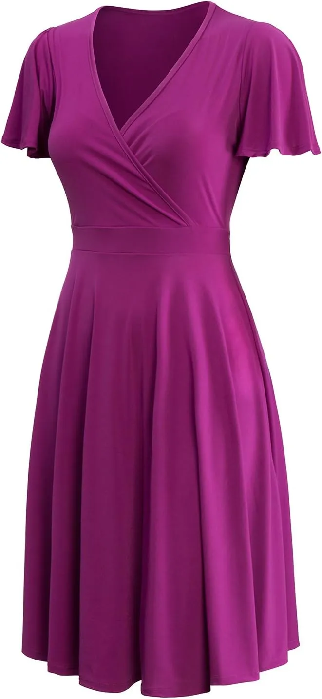 URBAN K Women's Plus Size Caftan Flutter Sleeve Midi Cocktail Dress