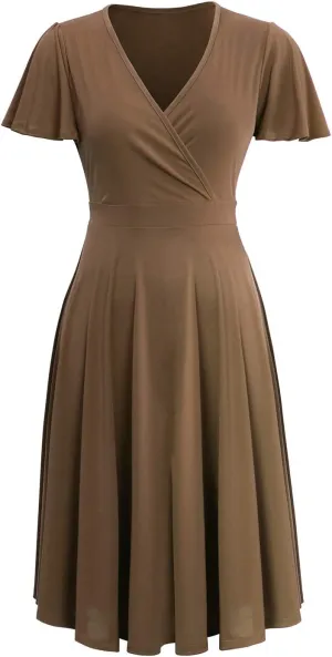 URBAN K Women's Plus Size Caftan Flutter Sleeve Midi Cocktail Dress