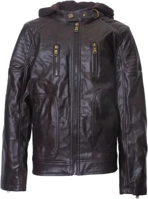 Urban Republic Boys' Faux Leather Moto Jacket With Zips