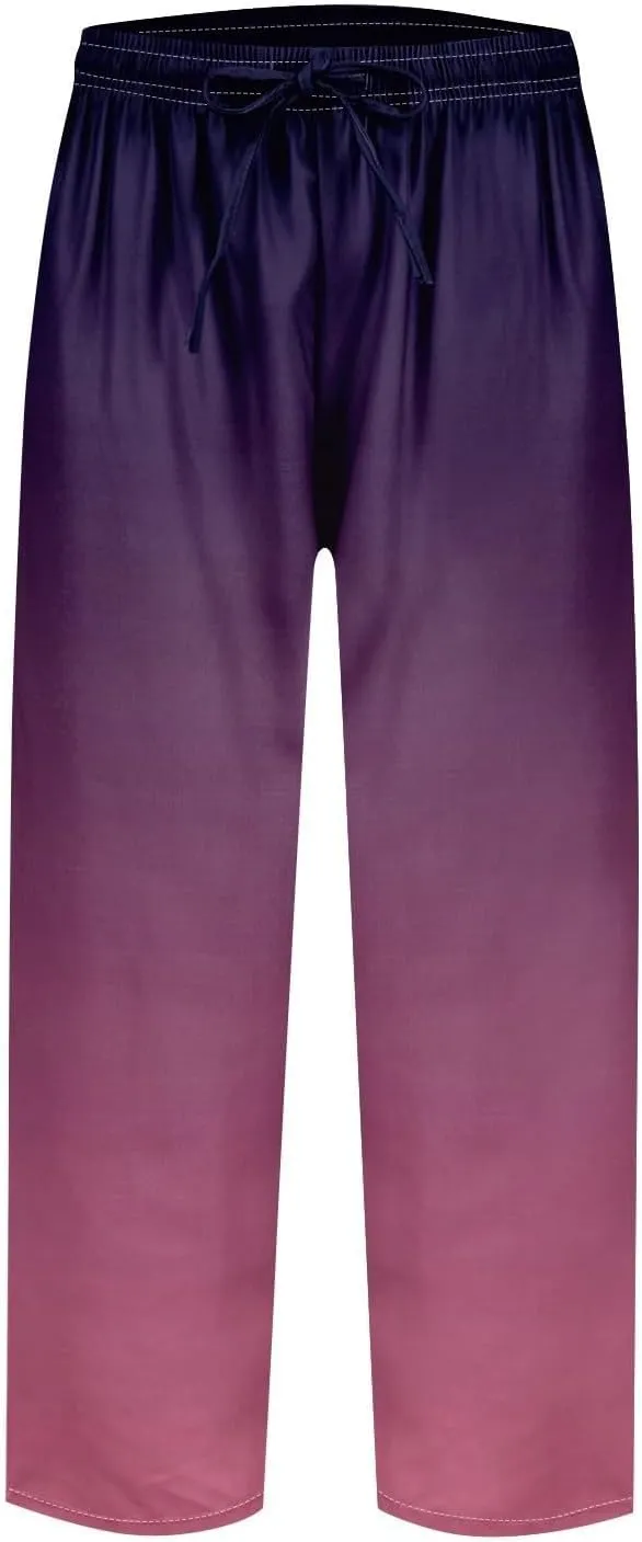 Vacation Linen Outfits for Women Elastic Long Pants Beach Leisure Trousers Linen Capri Pants 2025 Pants with Pockets