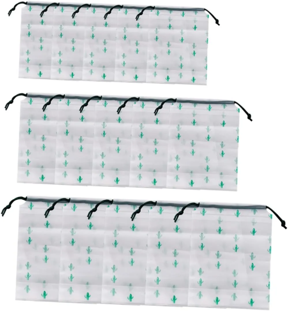 VALICLUD Unique Cactus Design Drawstring Pouch 15pcs Frosted Storage Bag Travel Pouch Makeup Bag Toy Storage for Sports