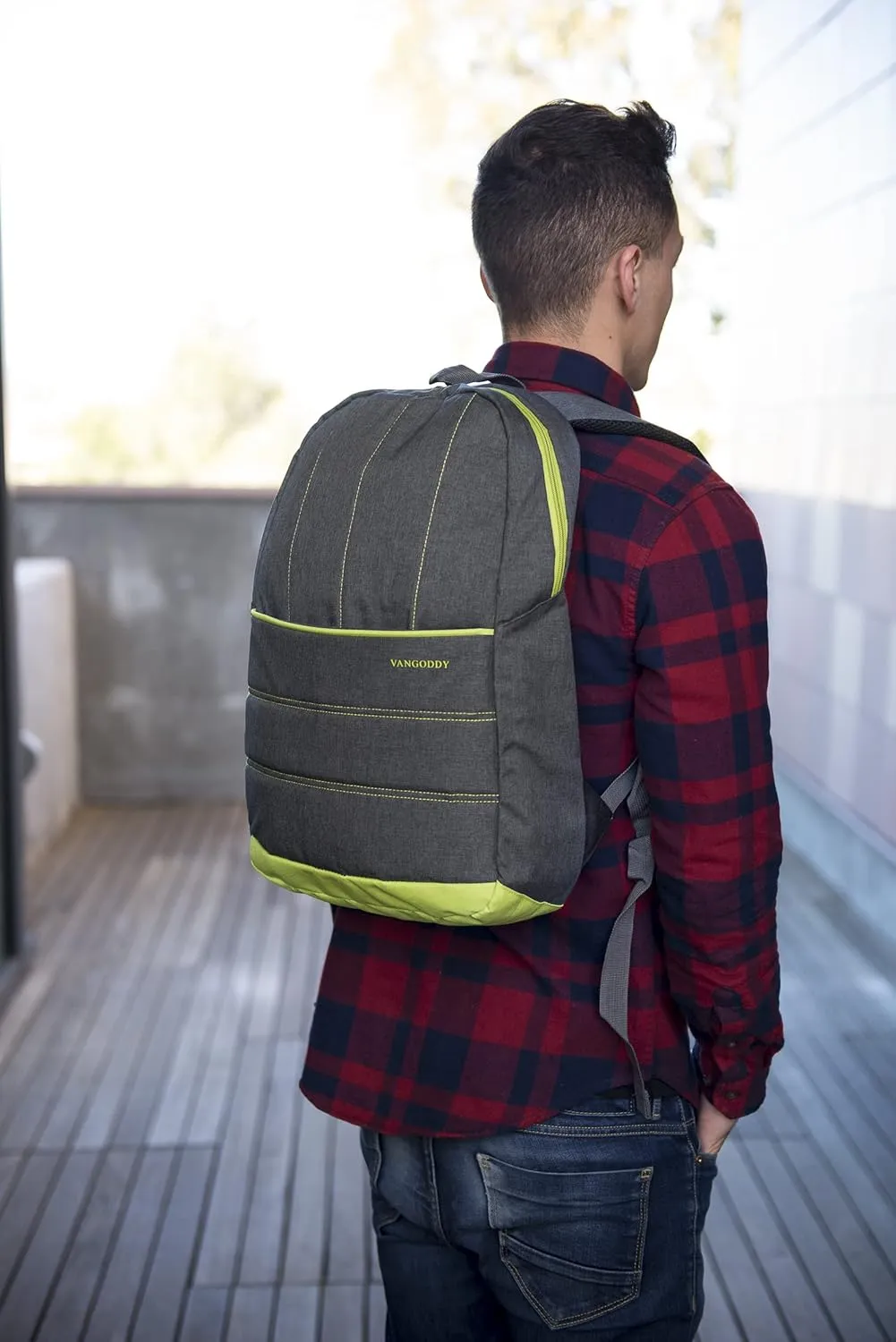 Vangoddy Travel Slim Laptop Backpack 15-inch for MSI Pulse GL66, Stealth 15M Modern, Prestige, Creator 14" 15.6" (Green)