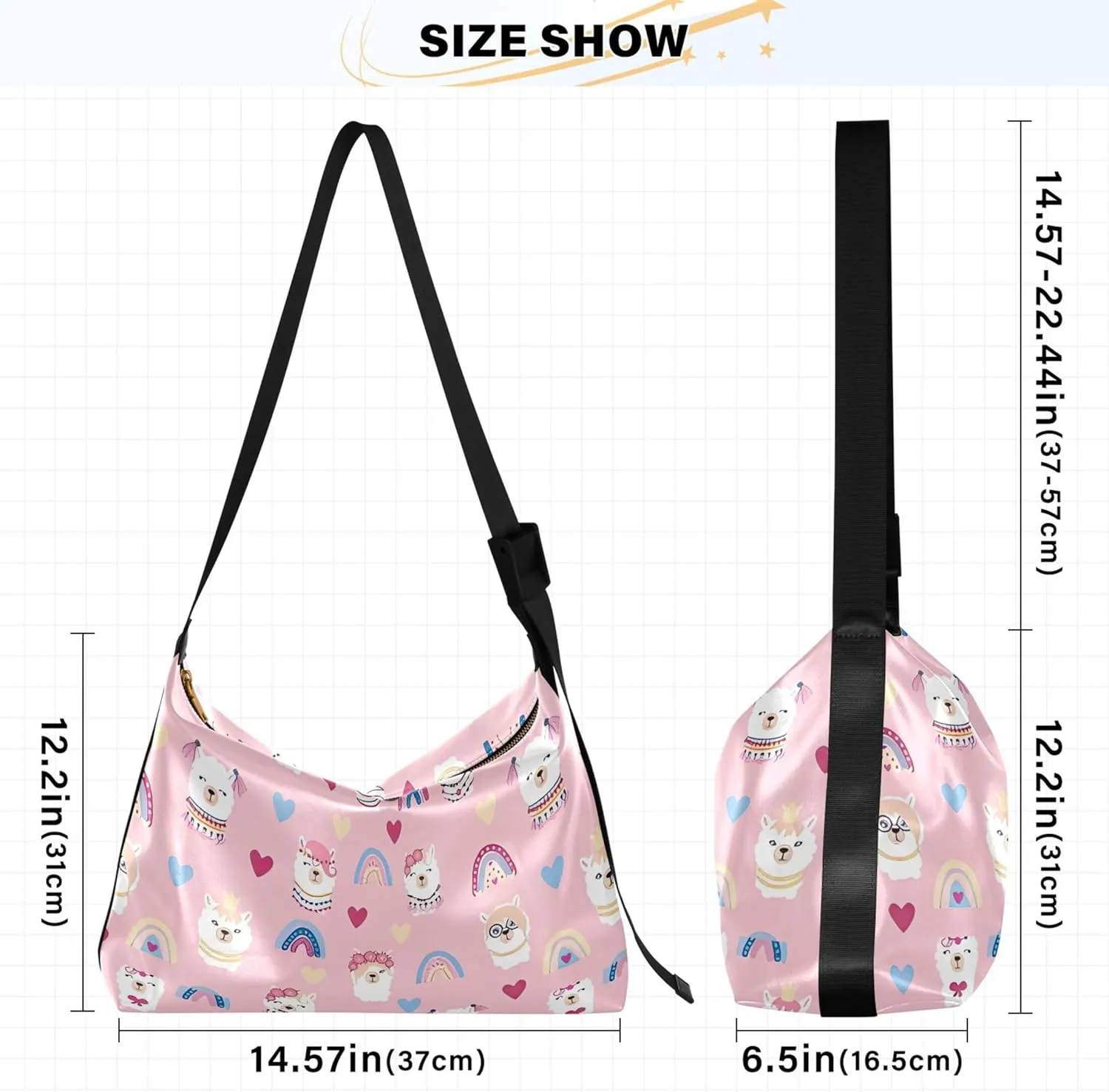 Watercolor Forest Cute Wolf Hobo Leather Bags for Women Large Men Purses Unique Animal Print Single Shoulder Bag