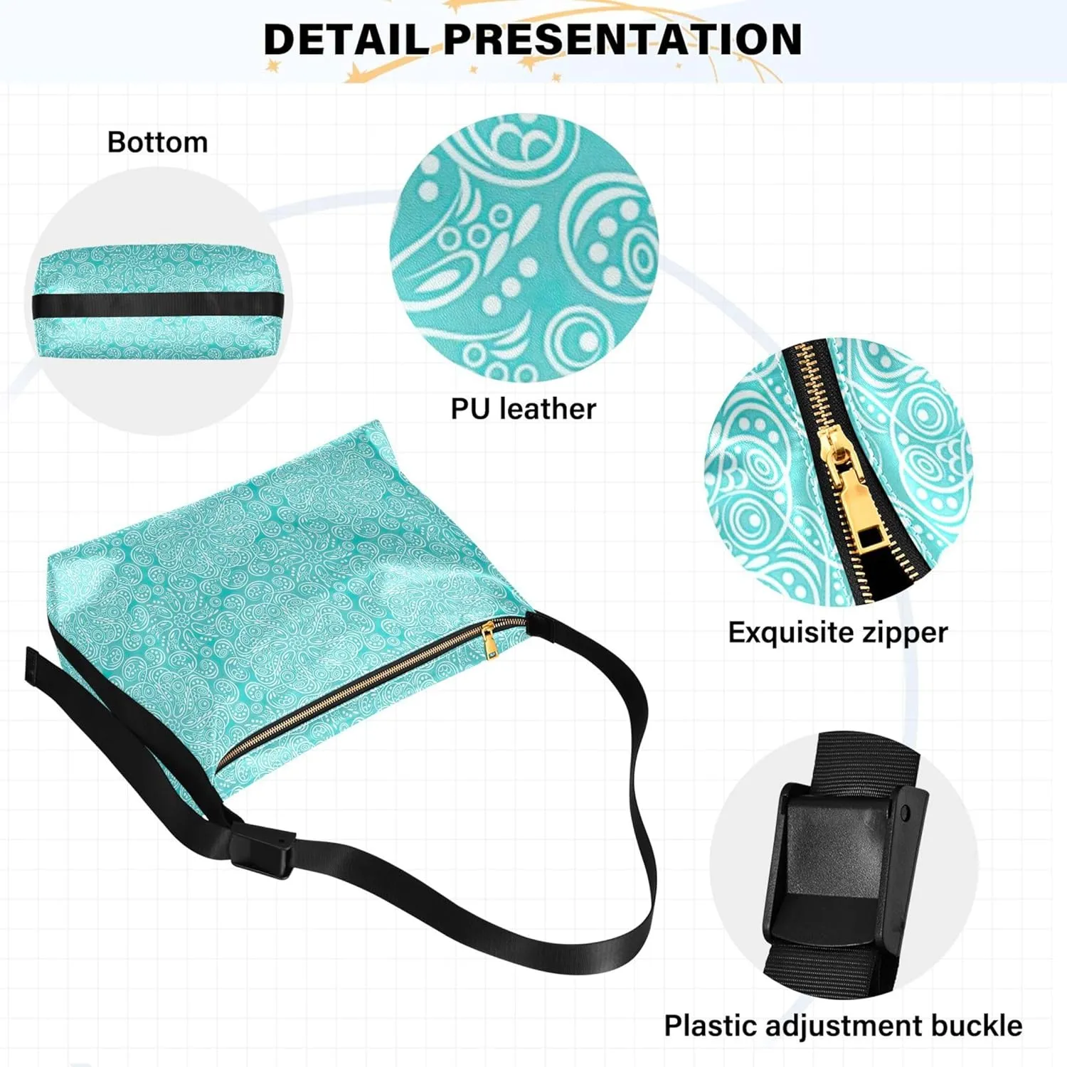 Watercolor Forest Cute Wolf Hobo Leather Bags for Women Large Men Purses Unique Animal Print Single Shoulder Bag