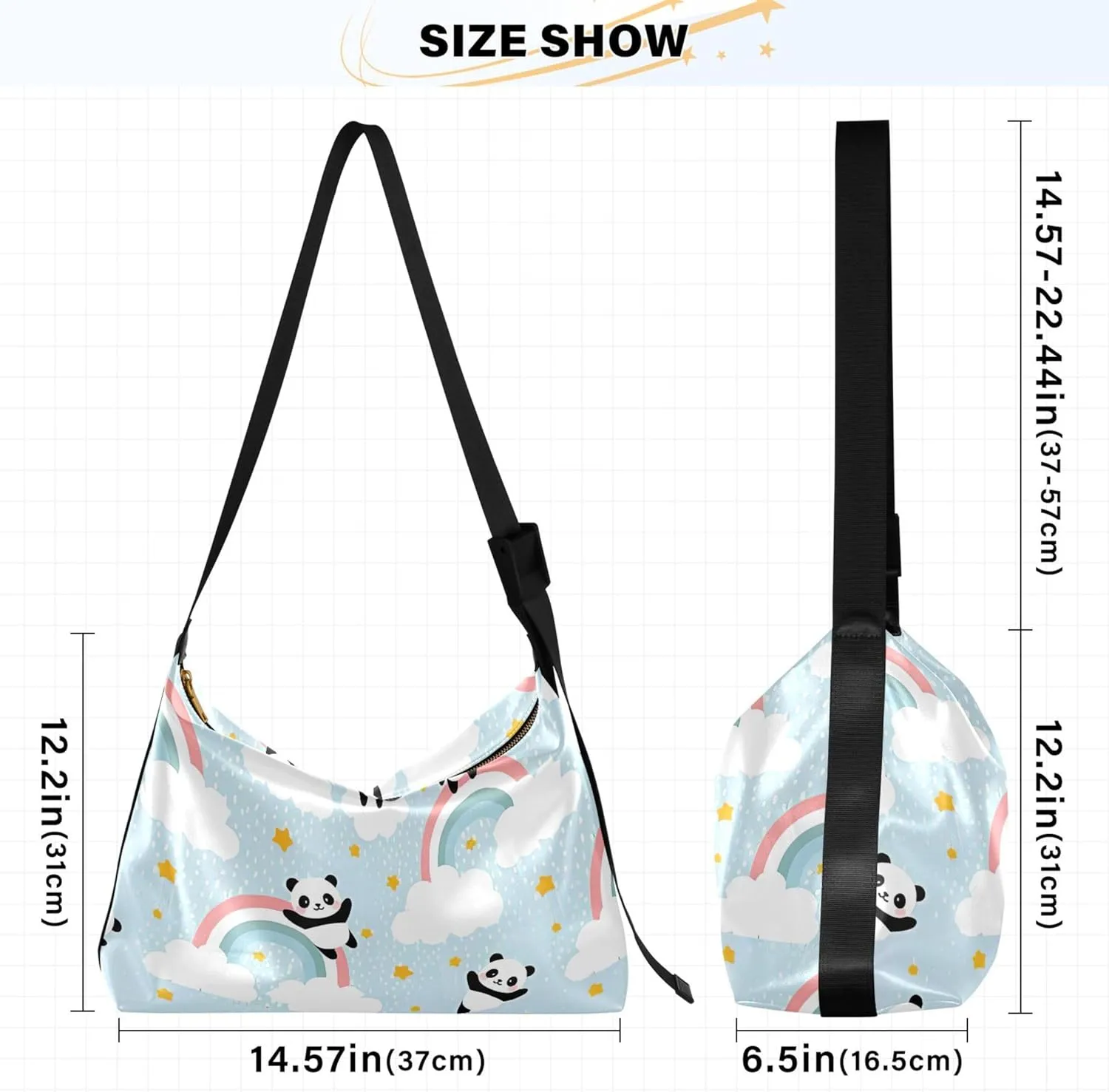 Watercolor Forest Cute Wolf Hobo Leather Bags for Women Large Men Purses Unique Animal Print Single Shoulder Bag