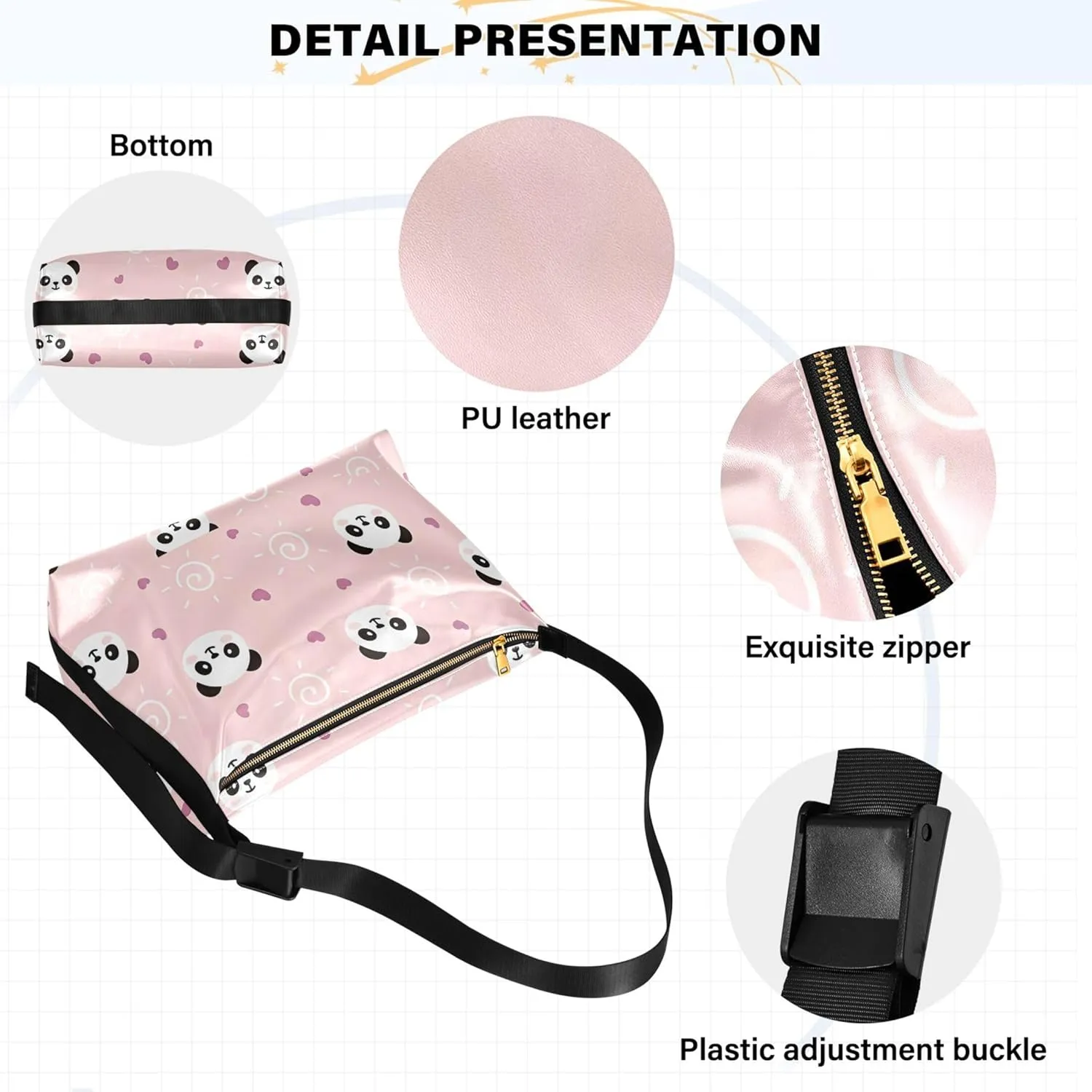 Watercolor Forest Cute Wolf Hobo Leather Bags for Women Large Men Purses Unique Animal Print Single Shoulder Bag