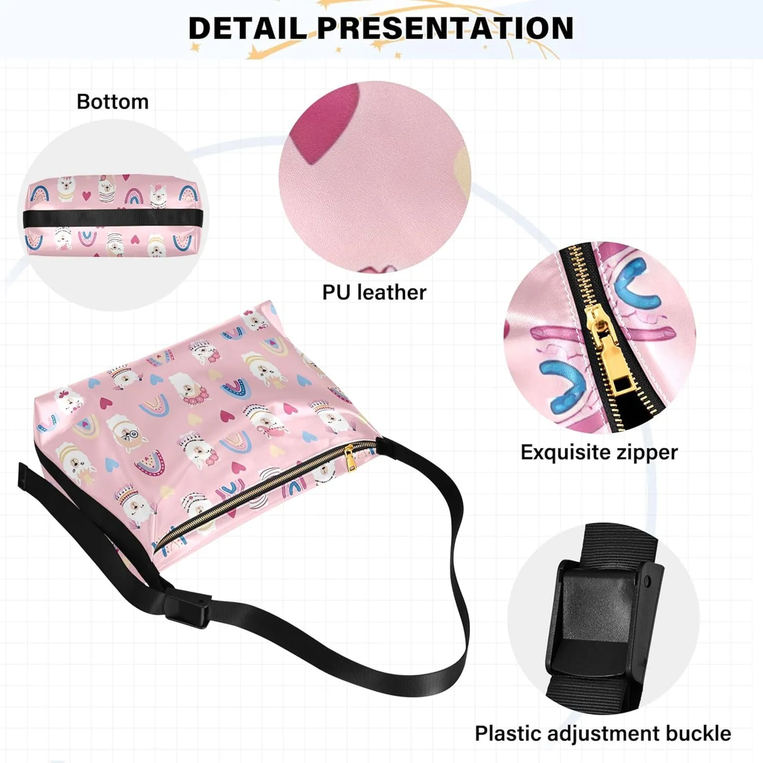 Watercolor Forest Cute Wolf Hobo Leather Bags for Women Large Men Purses Unique Animal Print Single Shoulder Bag