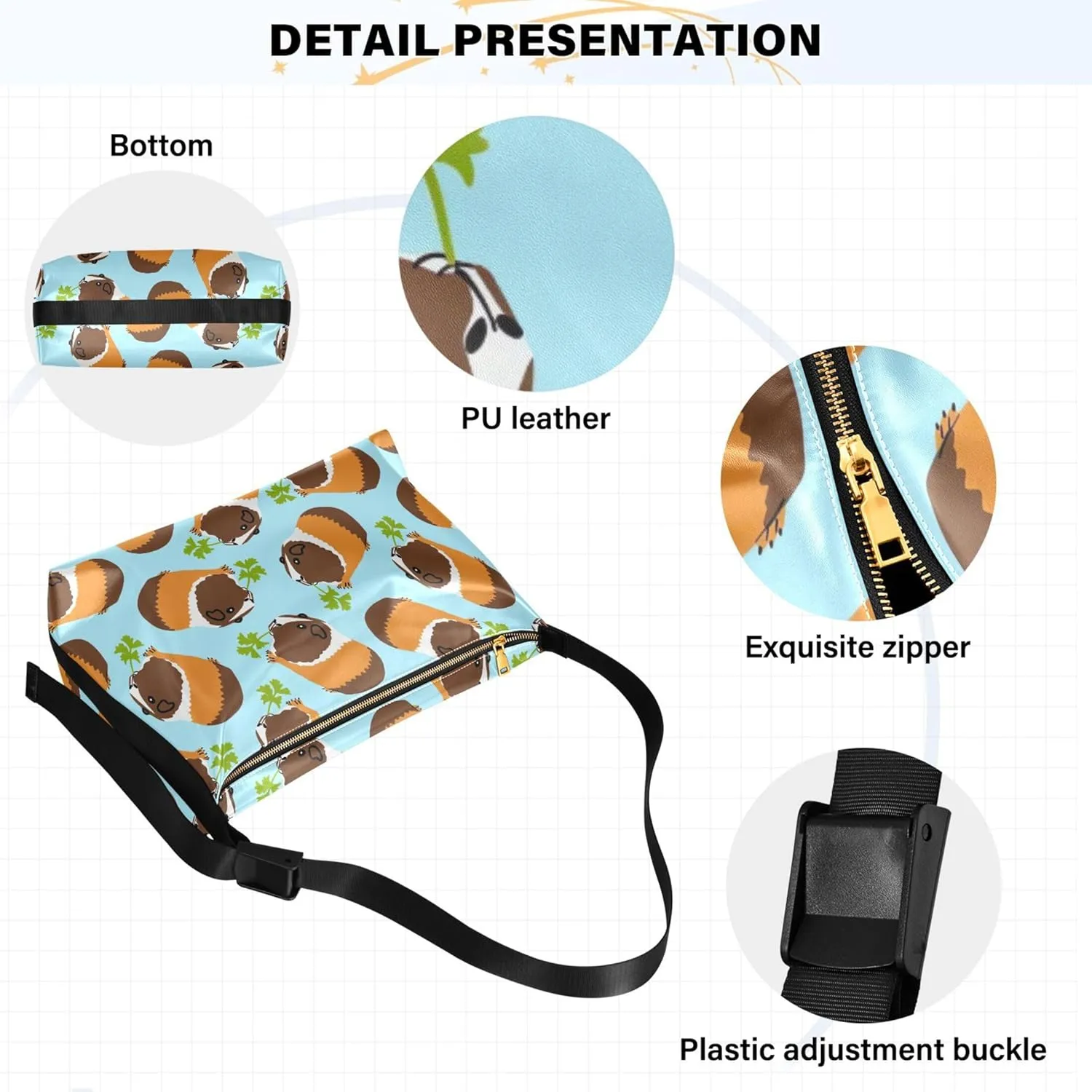 Watercolor Forest Cute Wolf Hobo Leather Bags for Women Large Men Purses Unique Animal Print Single Shoulder Bag