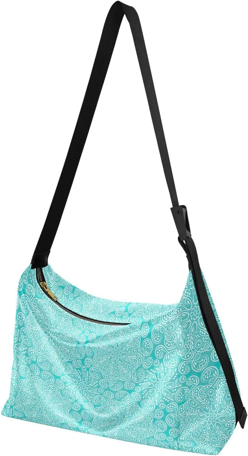 Watercolor Forest Cute Wolf Hobo Leather Bags for Women Large Men Purses Unique Animal Print Single Shoulder Bag