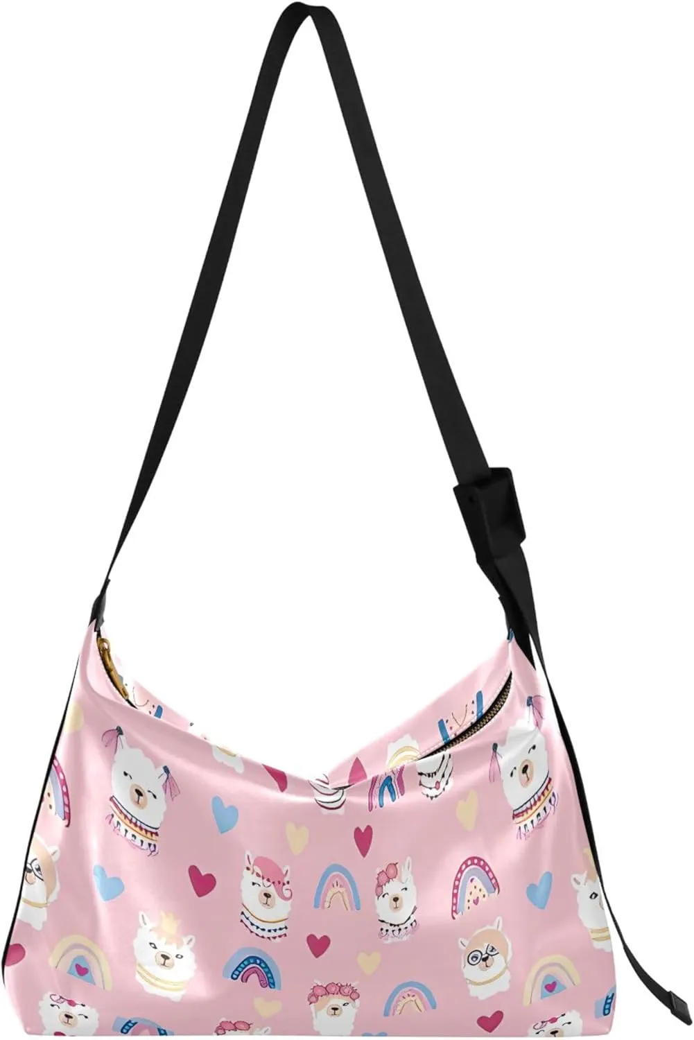 Watercolor Forest Cute Wolf Hobo Leather Bags for Women Large Men Purses Unique Animal Print Single Shoulder Bag