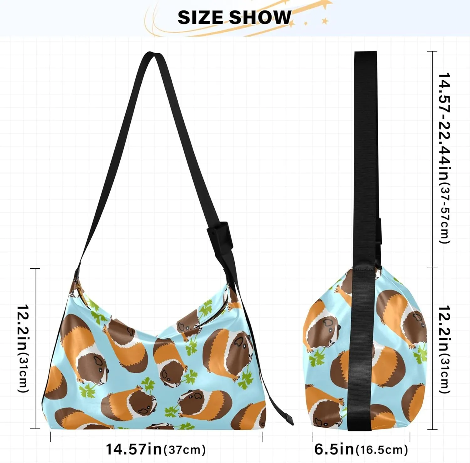 Watercolor Forest Cute Wolf Hobo Leather Bags for Women Large Men Purses Unique Animal Print Single Shoulder Bag