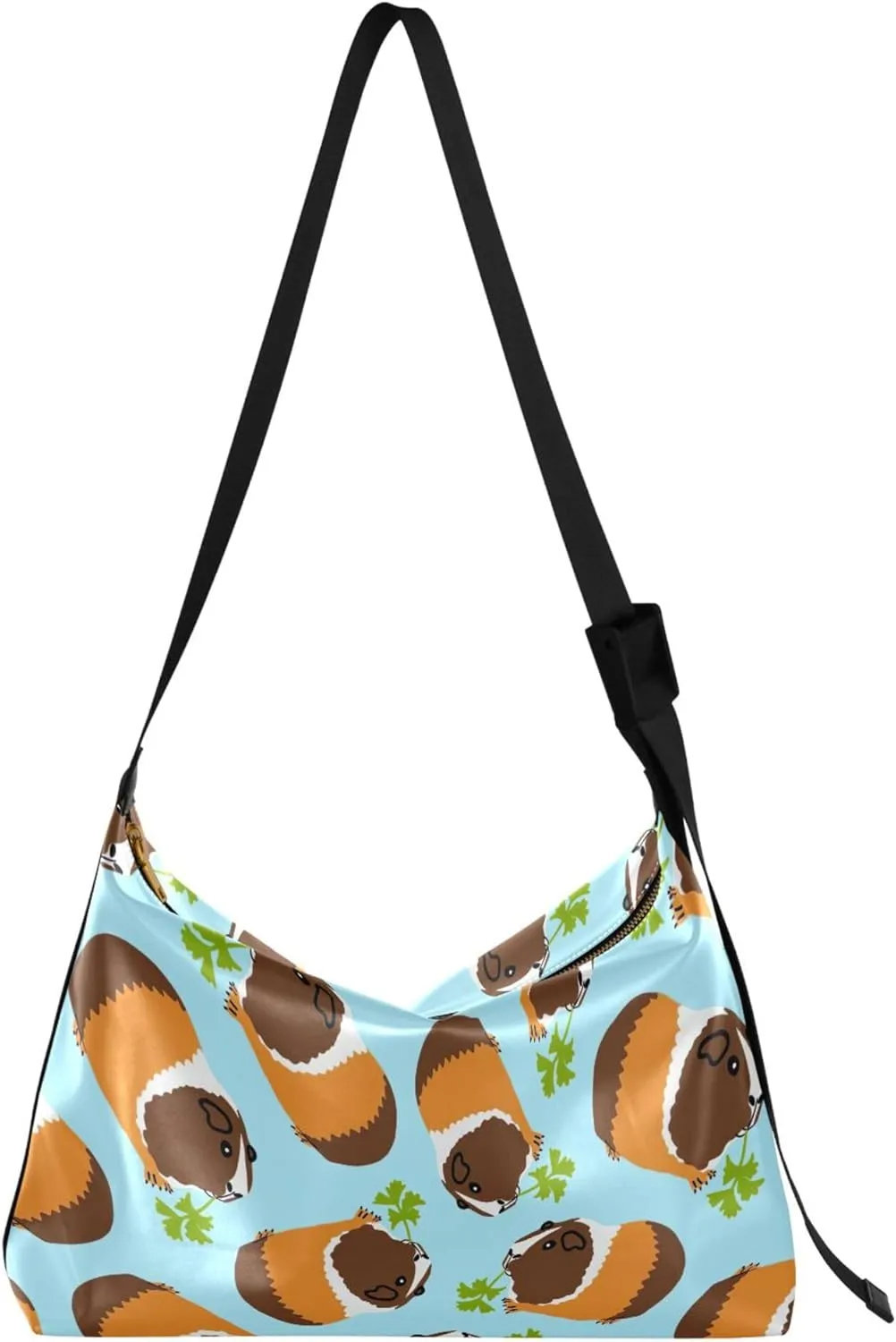 Watercolor Forest Cute Wolf Hobo Leather Bags for Women Large Men Purses Unique Animal Print Single Shoulder Bag