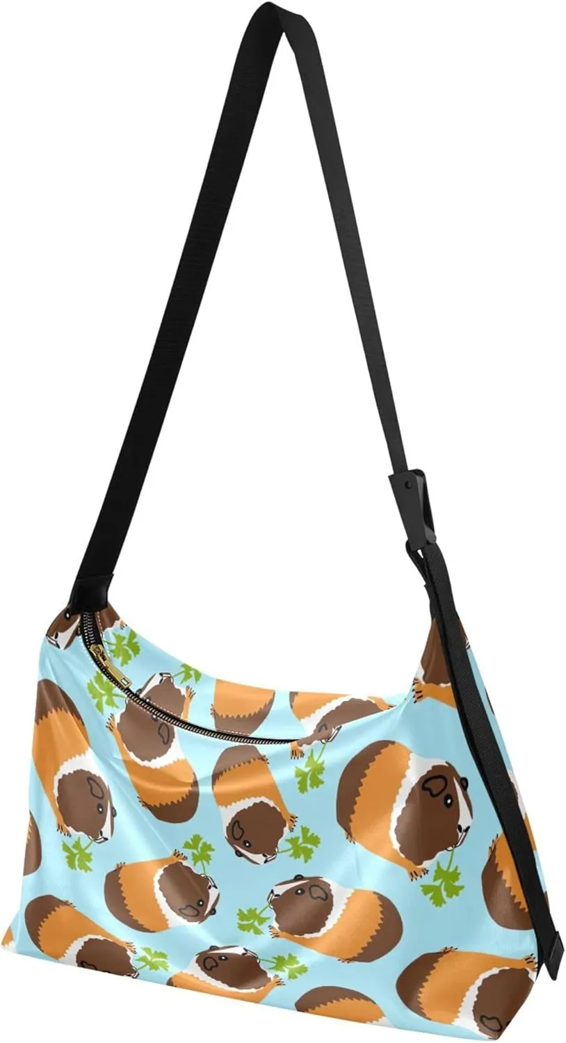 Watercolor Forest Cute Wolf Hobo Leather Bags for Women Large Men Purses Unique Animal Print Single Shoulder Bag