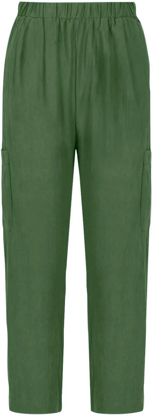 Wide Leg Linen Pant for Women Loose High Waisted Linen Pants Comfy Flowy Long Trousers Summer Vacation Beach Slacks