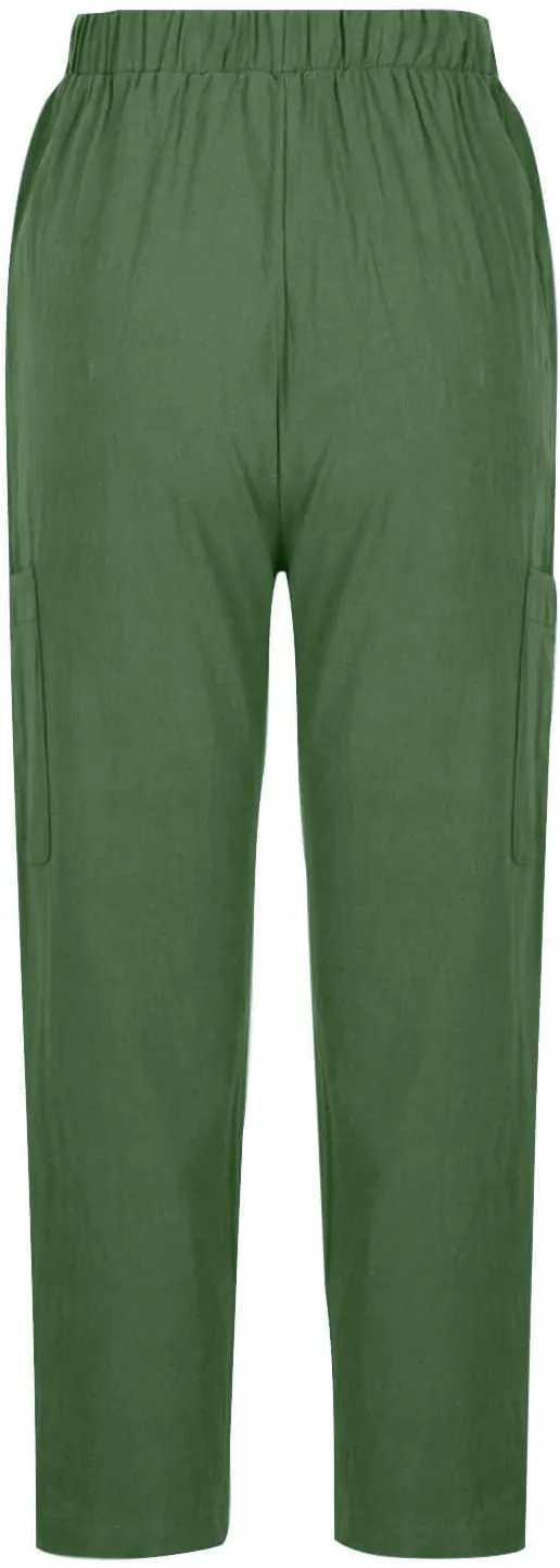 Wide Leg Linen Pant for Women Loose High Waisted Linen Pants Comfy Flowy Long Trousers Summer Vacation Beach Slacks