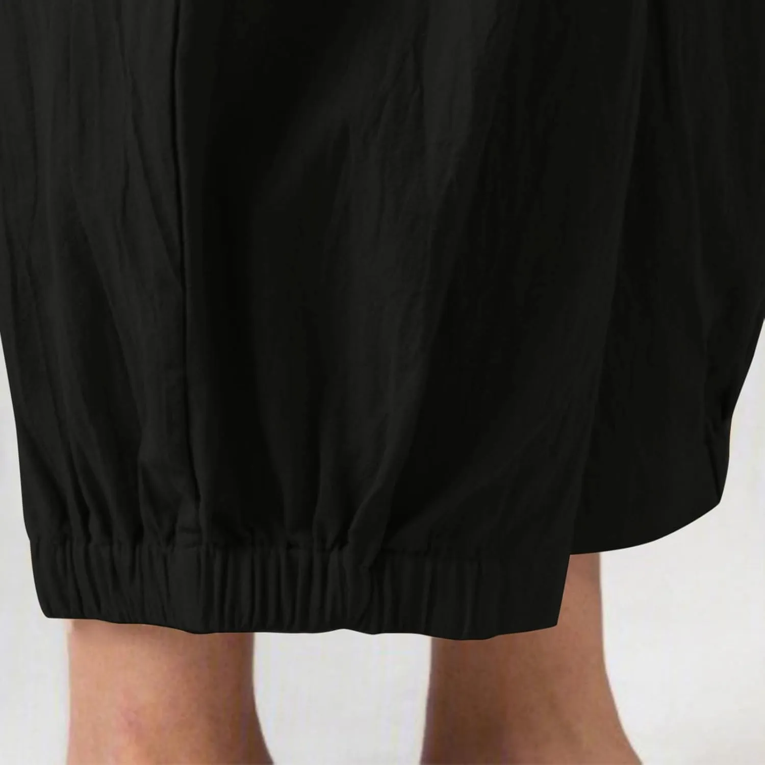 Wide Leg Lounge Pants for Women High Waist Cotton Linen Cropped Pant Dressy Casual Summer Trousers with Pockets