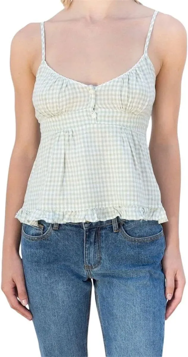 WINSUNNY Ruffles Camisole Cute Summer Sleeveless Button Vest Streetwear Clothes