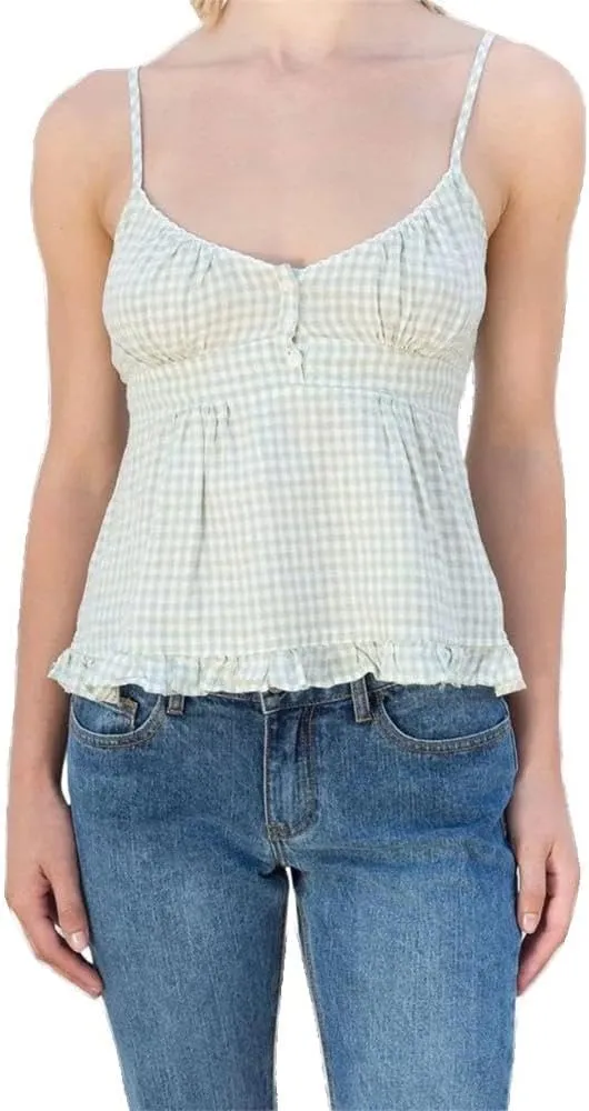 WINSUNNY Ruffles Camisole Cute Summer Sleeveless Button Vest Streetwear Clothes