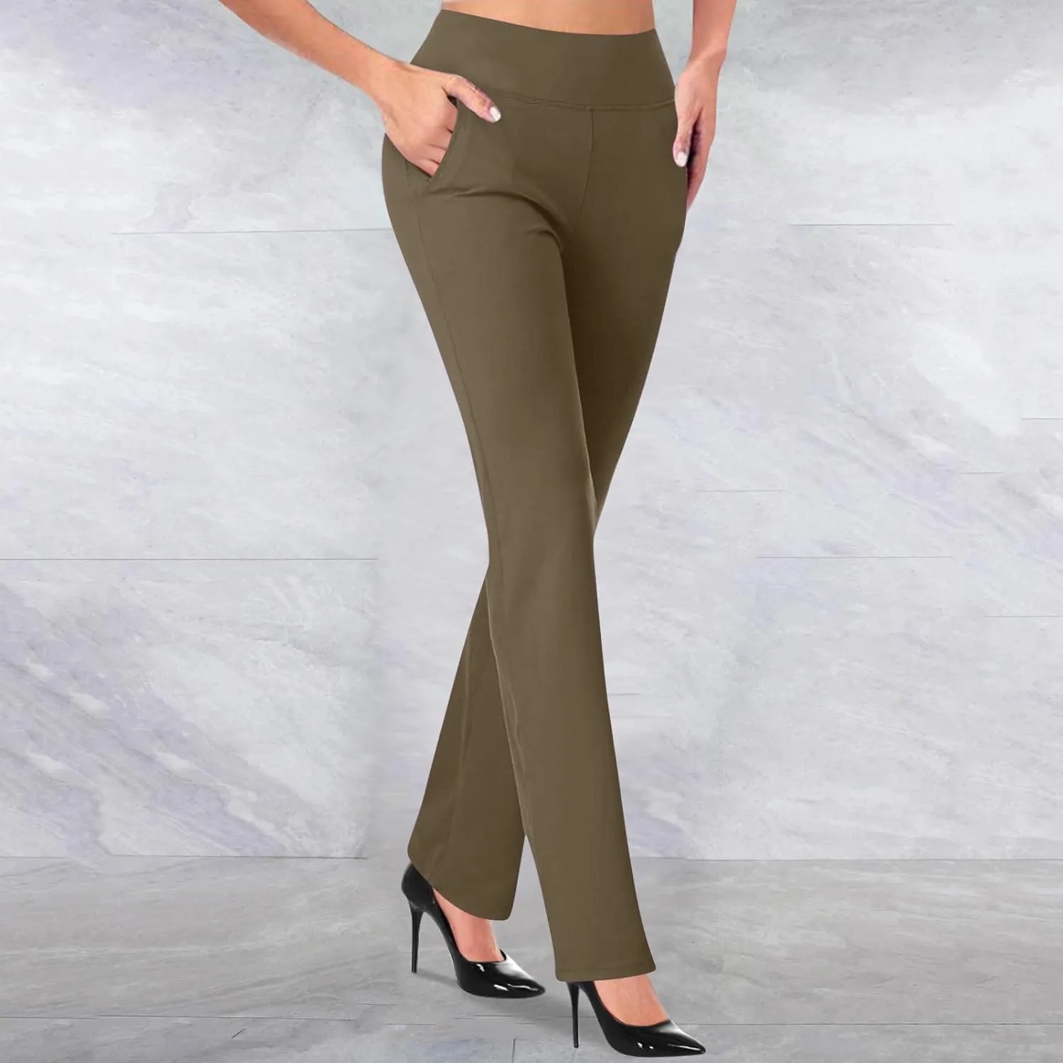 Womans Dress Pants Formal Work Trousers High Waist Slim Fit Casual Yoga Pants Stretchy Skinny Business Office Pant